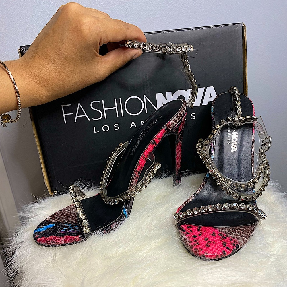 Snake skin heels with diamonds